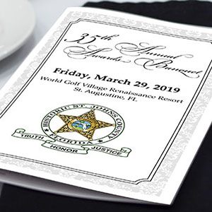 Sample image of banquet program on table